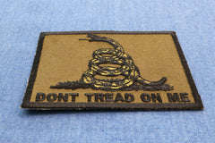 Don't Tread On Me Gadsden Flag Black Over Army Green Patch - 3x2.25 inch