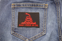 Don't Tread On Me Gadsden Flag Red Over Black Patch - 3x2.25 inch