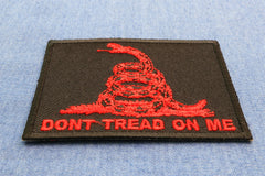 Don't Tread On Me Gadsden Flag Red Over Black Patch - 3x2.25 inch