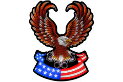 American Flag Eagle on Pistons Patch - 9.8x12 inch