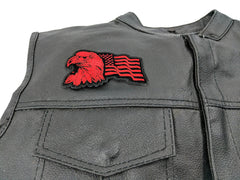 Eagle US Flag Facing Left Patriotic Iron on Patch In Red - 4x2.5 inch