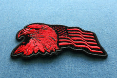 Eagle US Flag Facing Left Patriotic Iron on Patch In Red - 4x2.5 inch