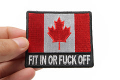 Canadian Flag Patch Fit in or Fuck Off - 3x2.6 inch