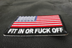 Fit In or Fuck Off USA Flag Patch - 3x2.6 inch