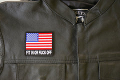 Fit In or Fuck Off USA Flag Patch - 3x2.6 inch