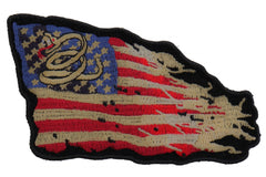 Don't Tread on Me Tattered US Flag Patch - 4.5x3.5 inch