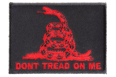 Don't Tread On Me Gadsden Flag Red Over Black Patch - 3x2.25 inch