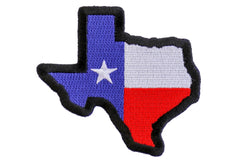 Texas Map Texas Flag Black Border Patch - 3.25x3 inch