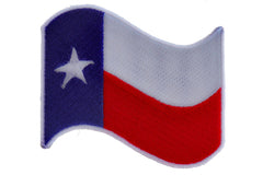 Texas Waving Flag White Border Patch - 3x2 inch