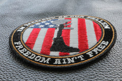 Freedom Ain't Free In Memory of Our Fallen Boot Rifle Helmet Patriotic Iron on Patch - 3.5x3.5 inch