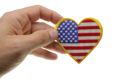 Gold Border Love US Flag Heart Patch - 3x3 inch