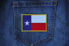 Gold Border Texas Flag Patch - 3x2 inch