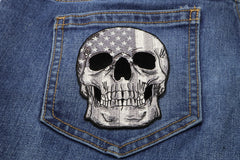 American Flag Skull Patch - 3x4 inch