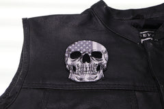 American Flag Skull Patch - 3x4 inch