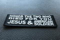 Honor The Two Who Died For You JESUS and American Soldier Patch - 4x1.5 inch