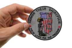 Honor Their Sacrifice Memorial Patriotic Iron on Patch - 3.5x3.5 inch