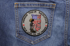 Honor Their Sacrifice Memorial Patriotic Iron on Patch - 3.5x3.5 inch