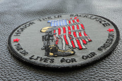 Honor Their Sacrifice Memorial Patriotic Iron on Patch - 3.5x3.5 inch