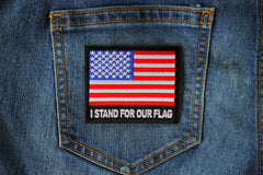 American Flag Patch I stand for our Flag Iron on Patch for Jackets - 3x2.75 inch