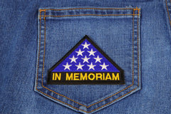 In Memoriam Folded Flag Patch - 3.5x2.5 inch