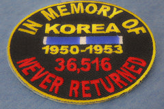 In Memory Of Korea Round Patch - 3x3 inch