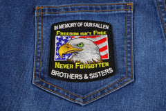 In Memory Of Our Fallen Military Brothers and Sisters Patriotic Iron on Patch - 3.2x3.5 inch