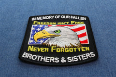 In Memory Of Our Fallen Military Brothers and Sisters Patriotic Iron on Patch - 3.2x3.5 inch