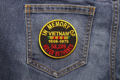 In Memory Of Vietnam Round Patch - 3x3 inch