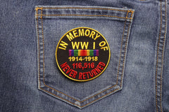 In Memory Of World War 1 Round Iron on Patch - 3x3 inch