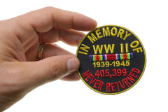 In Memory Of World War 2 Round Patch - 3x3 inch