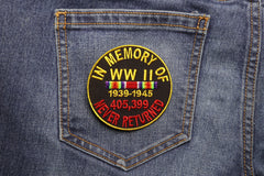 In Memory Of World War 2 Round Patch - 3x3 inch