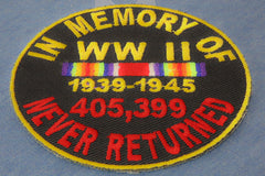 In Memory Of World War 2 Round Patch - 3x3 inch