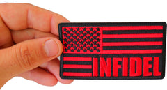 Black and Red American Flag Patch INFIDEL - 3.75x2 inch