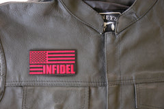 Black and Red American Flag Patch INFIDEL - 3.75x2 inch