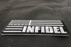 Infidel American Flag Black White Patch - 3.75x2 inch