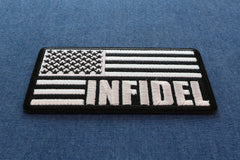 Infidel American Flag Black White Patch - 3.75x2 inch