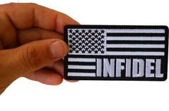 Infidel American Flag Black White Patch - 3.75x2 inch