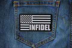 Infidel American Flag Black White Patch - 3.75x2 inch