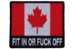 Canadian Flag Patch Fit in or Fuck Off - 3x2.6 inch