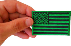 Kelly Green American Flag Patch - 3x2 inch