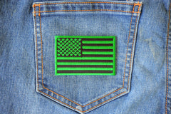 Kelly Green American Flag Patch - 3x2 inch