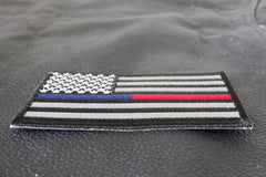 Red and Blue Line Law Enforcement and Firefighter Support American Flag Patch - 3.5x2.1 inch