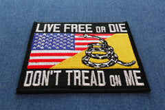 Live Free or Die Don't Tread On Me Gadsden American Flag Patriotic Iron on Patch - 3.5x3.25 inch