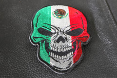 Mexican Flag Skull Patch - 3x4.3 inch