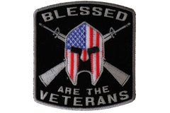 Blessed Are The Veterans American Flag Spartan Patch - 3.5x3.75 inch