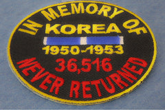 In Memory Of Korea Round Patch - 3x3 inch