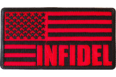 Black and Red American Flag Patch INFIDEL - 3.75x2 inch