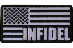 Infidel American Flag Black White Patch - 3.75x2 inch