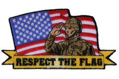 Saluting Soldier Patch - 4.5x2.4 inch