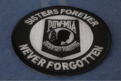 Sisters Forever POW MIA Patch - Embroidered - Sew or Iron on to Jackets - 3x3 inch